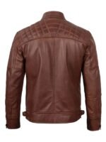 Black Biker Quilted Leather Jacket For Men