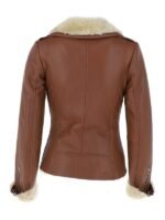 Womens Tan Shearling Leather Jacket