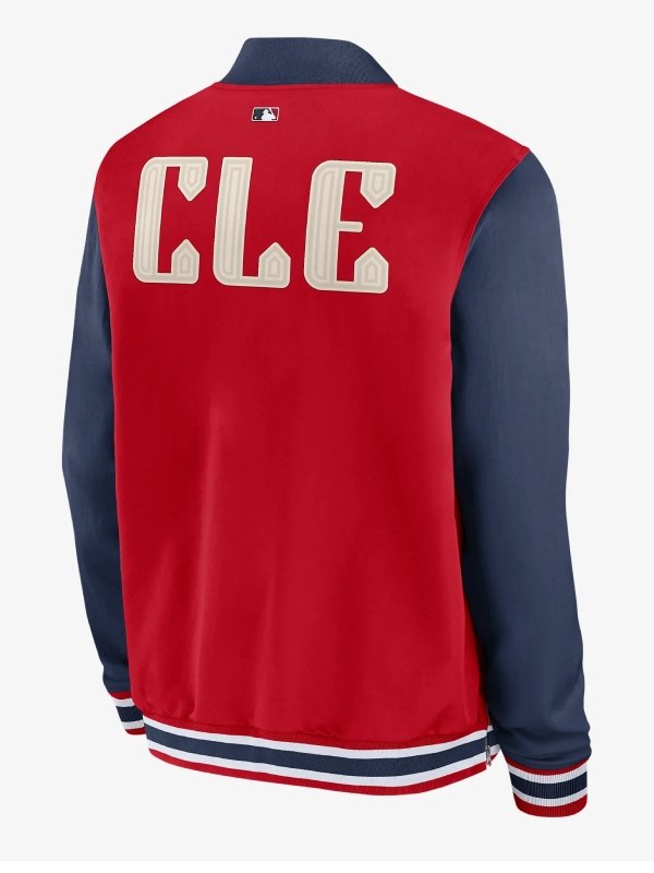 Cleveland Guardians Full-Zip Red And Blue Bomber Jacket Cleveland Guardians MLB Full-Zip Bomber Jacket