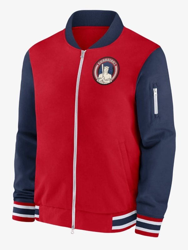 Cleveland Guardians MLB Full-Zip Bomber Jacket Cleveland Guardians Full-Zip Red And Blue Bomber Jacket