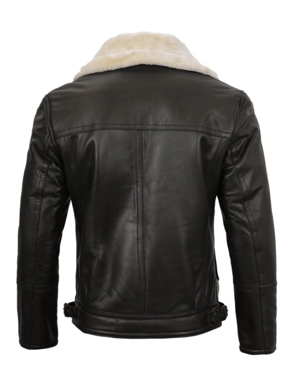 Dark Brown Asymmetrical Leather Shearling Jacket Dark Brown Asymmetrical Leather Shearling Jacket For Mens
