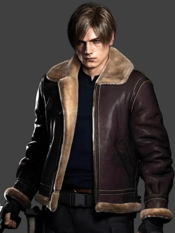 Evil 4 Leon Kennedy Resident Shearling Leather Jacket Shop Leon Kennedy Resident Evil 4 Shearling Leather Jacket