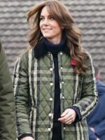 Kate Middleton Quilted Green Checked Jacket