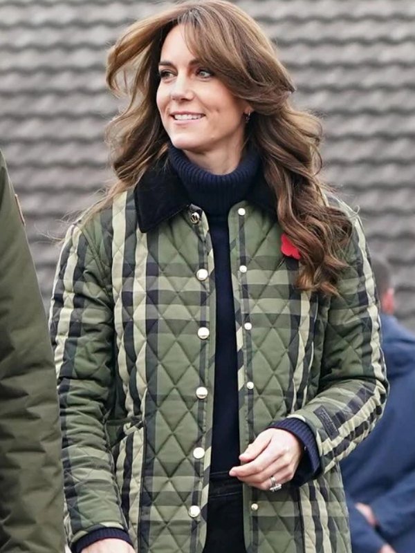 Kate Middleton Quilted Plaid Checked Green Jacket Kate Middleton Quilted Green Checked Jacket