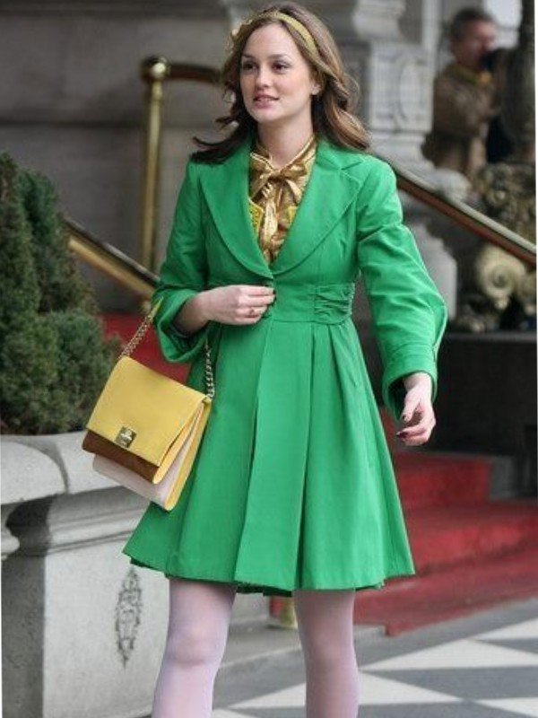 Leighton Meester Gossip Girl S02 Green Coat - Fame Jackets TV-Series Gossip Girl S02 Leighton Meester Green Coat