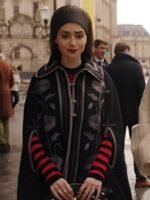 Lily Collins Emily in Paris S04 Emily Cooper Embroidered Cape Floral Coat