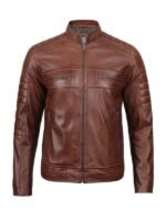 Men's Brown Distressed Cognac Biker Leather Jacket