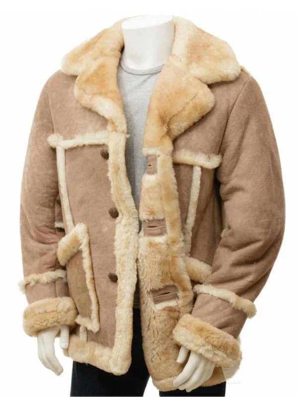 Mens Sheepskin Leather Sand Coat Sheepskin Sand Brown Leather Coat For Mens