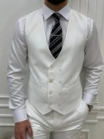 3 Piece White Suit Mens