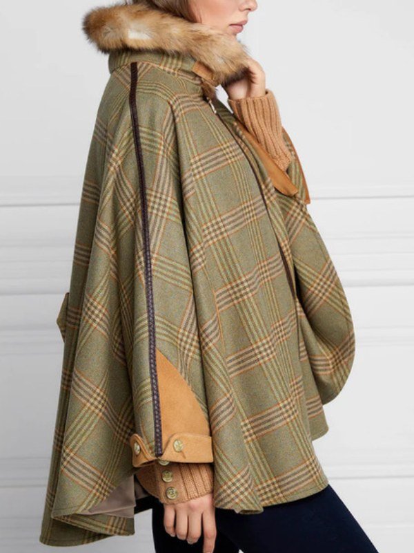 Shop TV-Series Under The Vines S03 Sarah Peirse Brown Plaid Cape Coat TV-Series Under The Vines S03 Sarah Peirse Brown Cape Coat