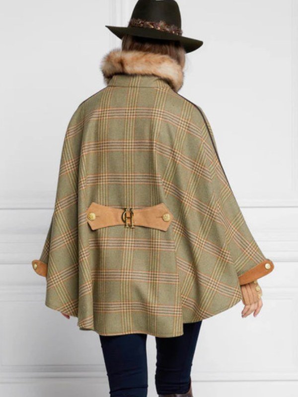 TV-Series Under The Vines S03 Sarah Peirse Plaid Cape Coat TV-Series Under The Vines S03 Sarah Peirse Brown Plaid Cape Coat