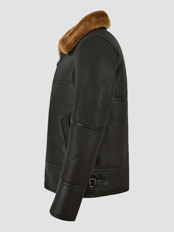 Traditional Shearling Black Leather For Jacket Mens Traditional Shearling Black Leather Jacket For Mens