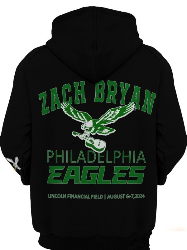 Zach Bryan Philadelphia Black Hoodie Buy Zach Bryan Philadelphia Eagles Black Unisex Hoodie