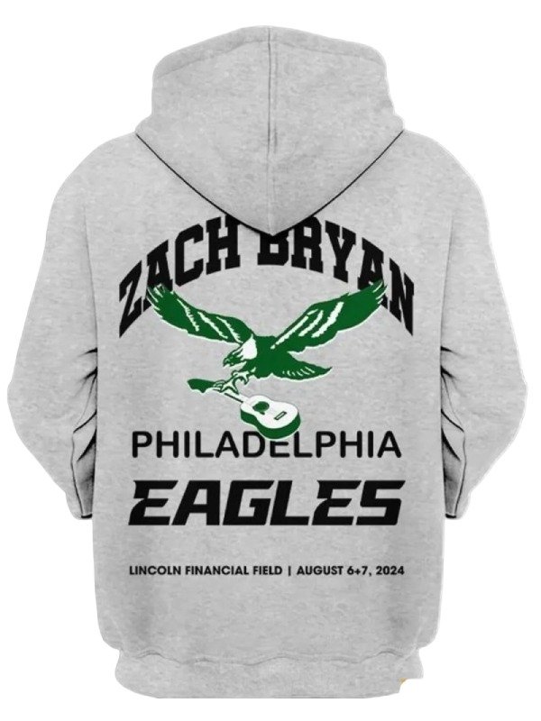 Zach Bryan Philadelphia Eagles Grey Unisex Hoodie Buy Zach Bryan Philadelphia Hoodie
