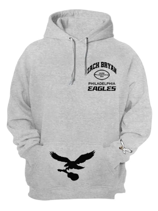 Zach Bryan Philadelphia Hoodie Zach Bryan Philadelphia Eagles Grey Unisex Hoodie