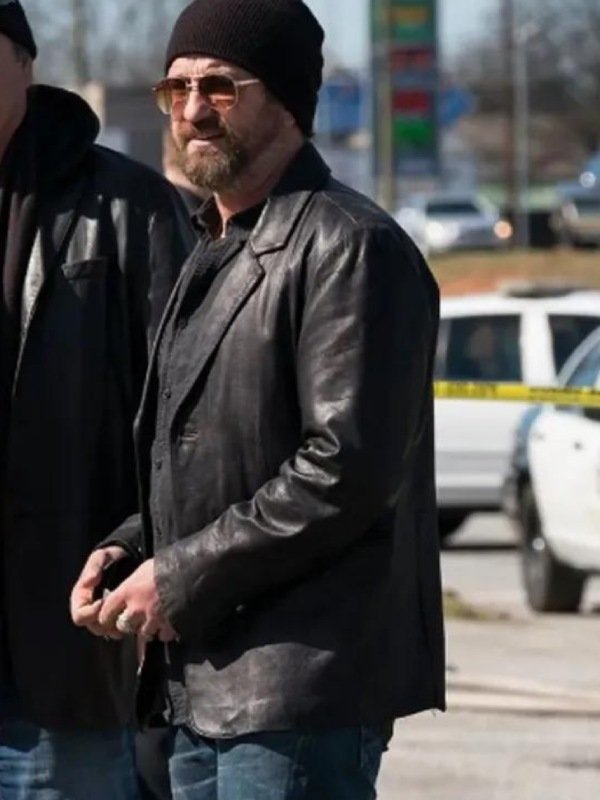 Den Of Thieves Gerard Butler Black Leather Blazer Den Of Thieves Gerard Butler Black Leather Blazer