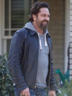 Gerard Butler Den Of Thieves Black Leather Jacket