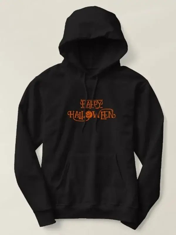 Happy Halloween 2024 Hoodie Happy Halloween Orange Bony Typography Hoodie