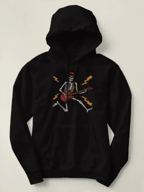 Skeleton Playing Guitar Halloween Hoodie Halloween 2024 Skeleton Playing Guitar Hoodie