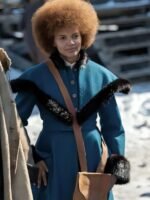 Leslie Grace Movie The Thicket 2024 Blue Fur Belted Coat