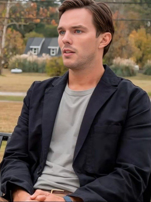 Juror #2 Nicholas Hoult Black Blazer Justin Kemp Movie Juror #2 2024 Nicholas Hoult Blazer - Black