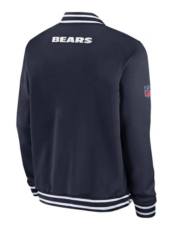 Mens Chicago Bears Sideline Coaches Navy Blue Bomber Jacket Chicago Bears Sideline Coaches Bomber Jacket
