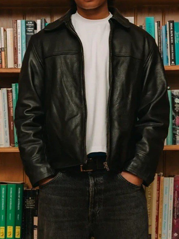 Shop Mutimer Black Leather Jacket Mutimer Black Leather Jacket
