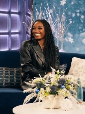 Simone Biles The Kelly Clarkson Show Leather Blazer