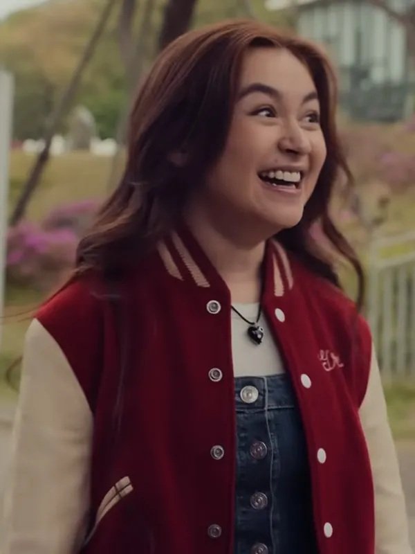 XO Kitty S2 Anna Cathcart Varsity Jacket Tv Series XO, Kitty 2025 Anna Cathcart RedOff White Varsity Jacket